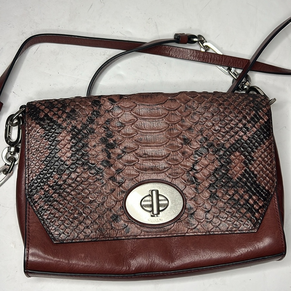 Coach Leather Crossbody Python Embossed Handbag - image 7